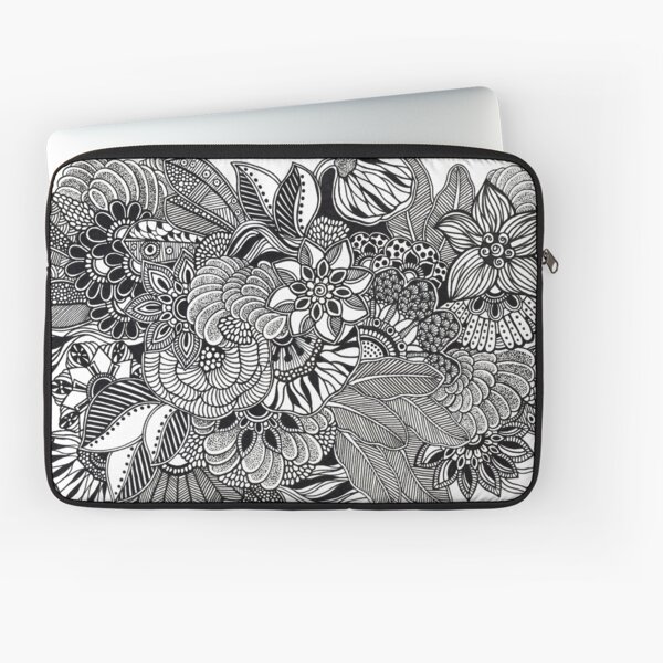 Kuntuman #1 Black and White Doodle Art Laptop Sleeve
