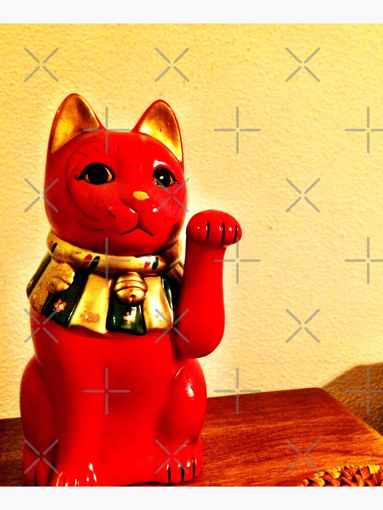 Lucky Cat - Maneki Neko - Cat Lovers - Good Luck Gift by OneDayArt