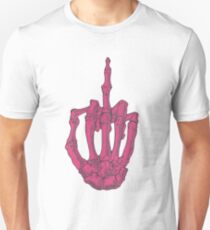 Skeletal Middle Finger - Pink Unisex T-Shirt