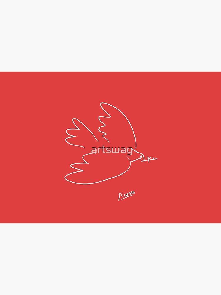 Picasso - Dove - Signature - Line Drawing - WHITE by artswag
