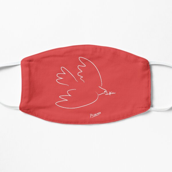 Picasso - Dove - Signature - Line Drawing - WHITE Flat Mask
