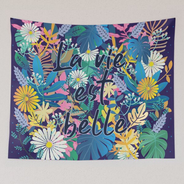 Item preview, life is beautiful flowers French quotes  designed and sold by craftipixel.
