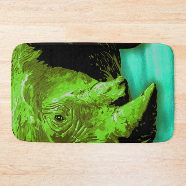 Item preview, Painted Rhino art, green and aqua colors designed and sold by Jennifer Stedman.