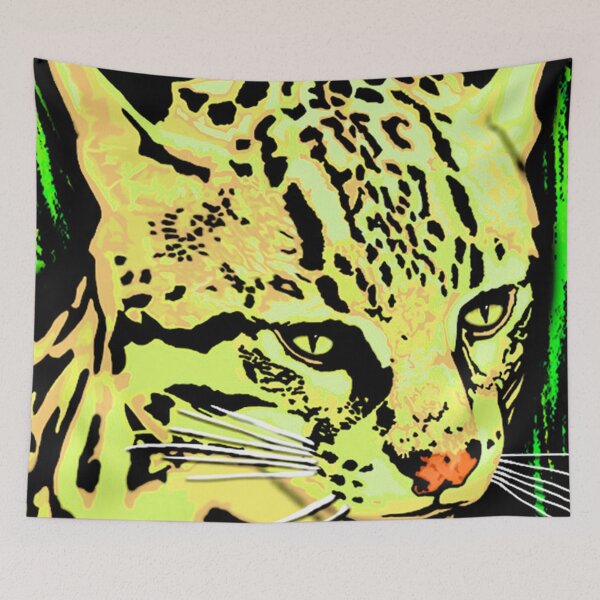 Item preview, Lemon Yellows, painted Ocelot Cat art designed and sold by Jennifer Stedman.