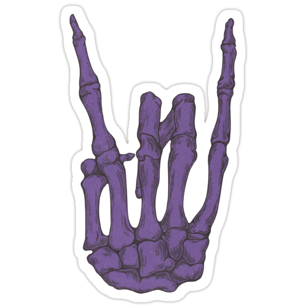 Rock On Skeleton Hand Purple Stickers By Bonestoashes Redbubble 7987