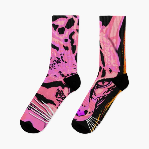 Item preview, Hot pink painted Ocelot Cat art designed and sold by Jennifer Stedman.