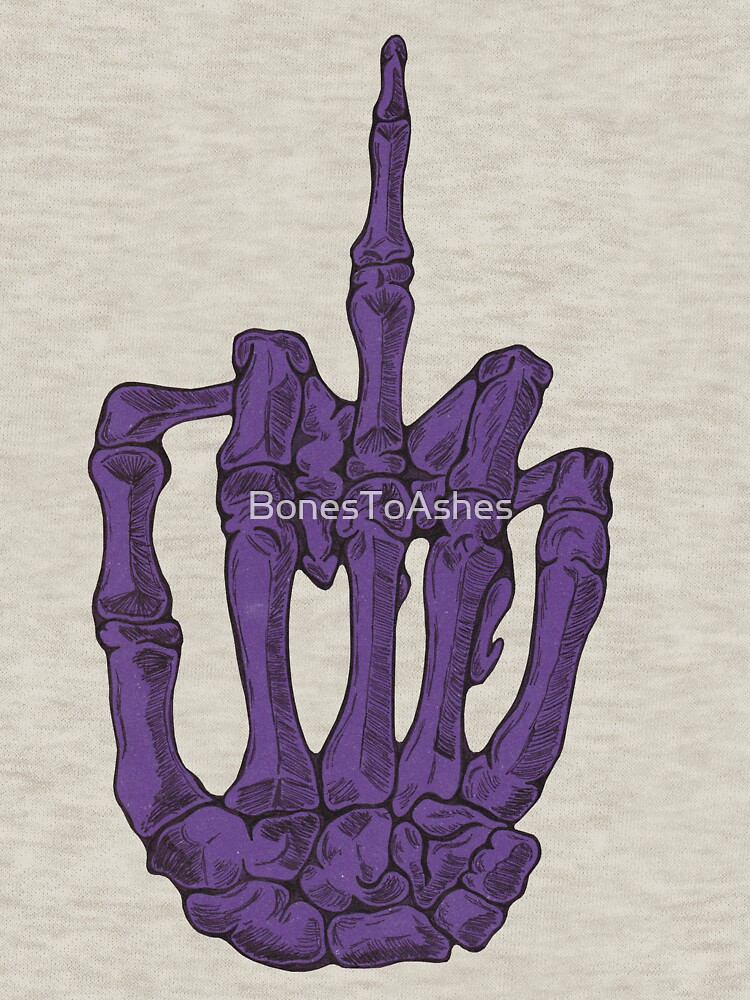 "Skeletal Middle Finger - Purple" Zipped Hoodie by ...