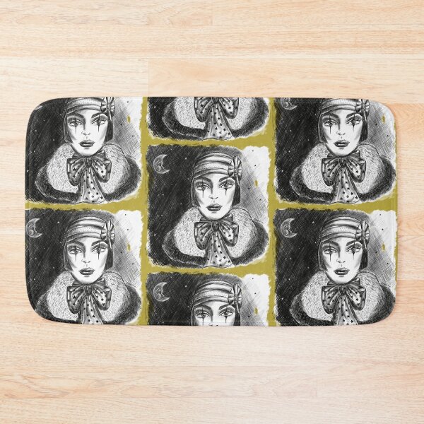 Item preview, Vintage black and white Pierrot clown girl designed and sold by PG Illustration.