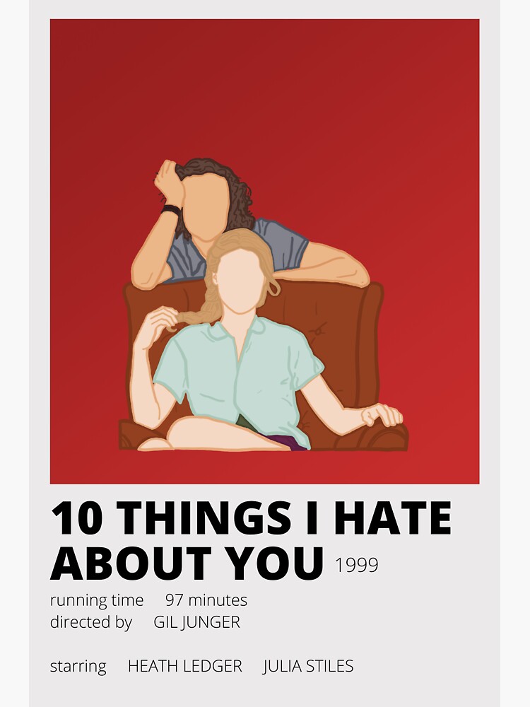 10 Things I Hate About You Minimalist Sticker Sticker For Sale By Bella Correa Redbubble 