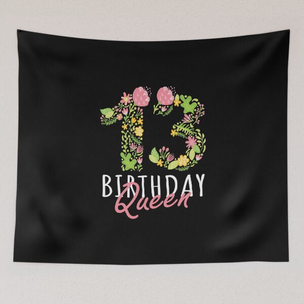 Item preview, 13th Birthday Queen 13 Years Old Girl Floral B-day Theme design designed and sold by Grabitees.