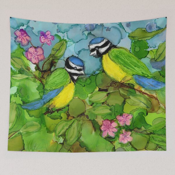 Item preview, Blue Tits and Spring Blossom designed and sold by LymphomaLass.