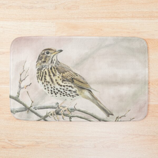 Item preview, Song Thrush on Grey and Pink designed and sold by LittleForestArt.