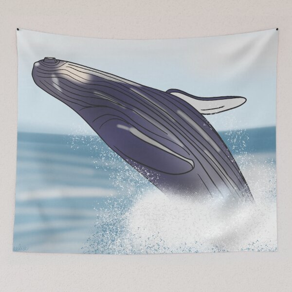Item preview, Blue Whale Breaching - Cartoon designed and sold by bellamousse design co.