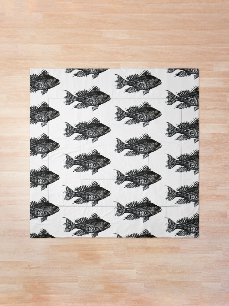 Alternate view of Black Sea Bass Illustration Comforter