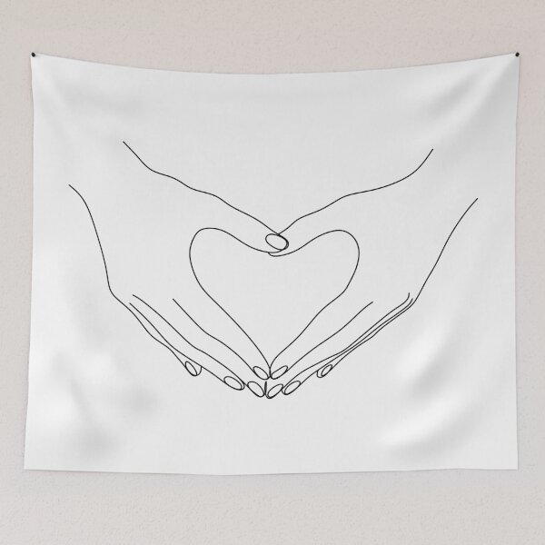 Item preview, Heart Line hands drawing. Hands icon. Minimalist print. Romantic illustration. Continuous line drawing. Hands palms together. Vector illustration.  designed and sold by OneLinePrint.
