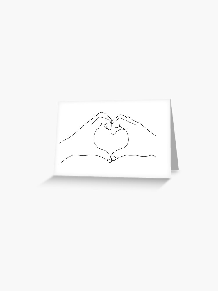 Hand Heart Printable One Line Drawing Print Love Hands Gesture Artwork Finger Poster Original Minimalist Couple Art Minimal Fine Decor Greeting Card By Onelineprint Redbubble