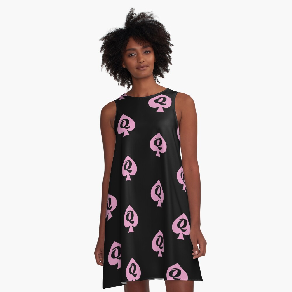 " Queen of Spades Pink and Black" ALine Dress for Sale by QCuLT