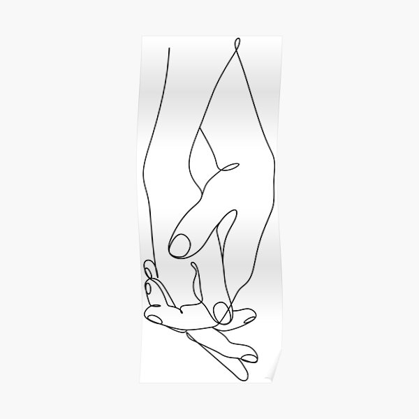 Love Heart Hands Line Art Poster, Hands Line Art, Line Art Poster, Line Art Print, Black and White Print, Line Art Wall Art, Home Decor Art Poster