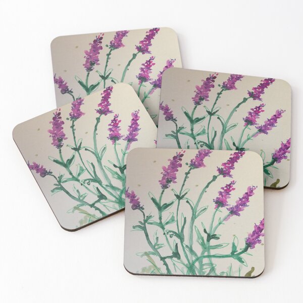4 x 4 KESS InHouse Marta Olga KlaraHawaiian Pattern Blue Lavender Coasters Set of 4 Multicolor