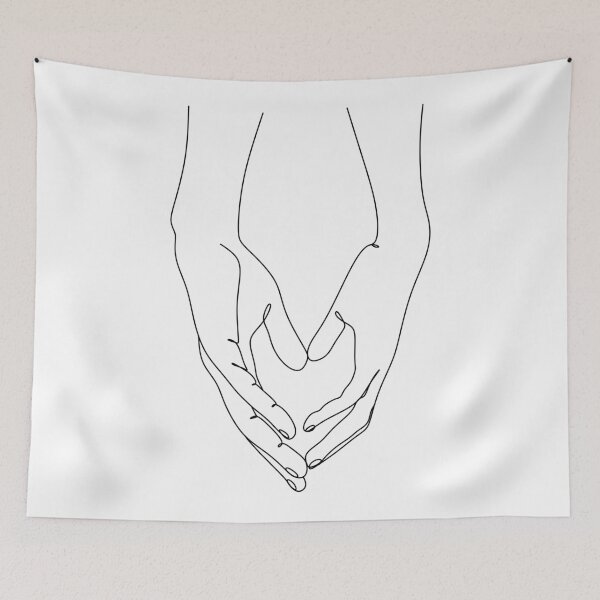 Item preview, Heart Hands Print Hands Line Drawing Love Picture Line Illustration Hands Line Art Girl Room Decor Printable Wall Art Love Print Black White designed and sold by OneLinePrint.