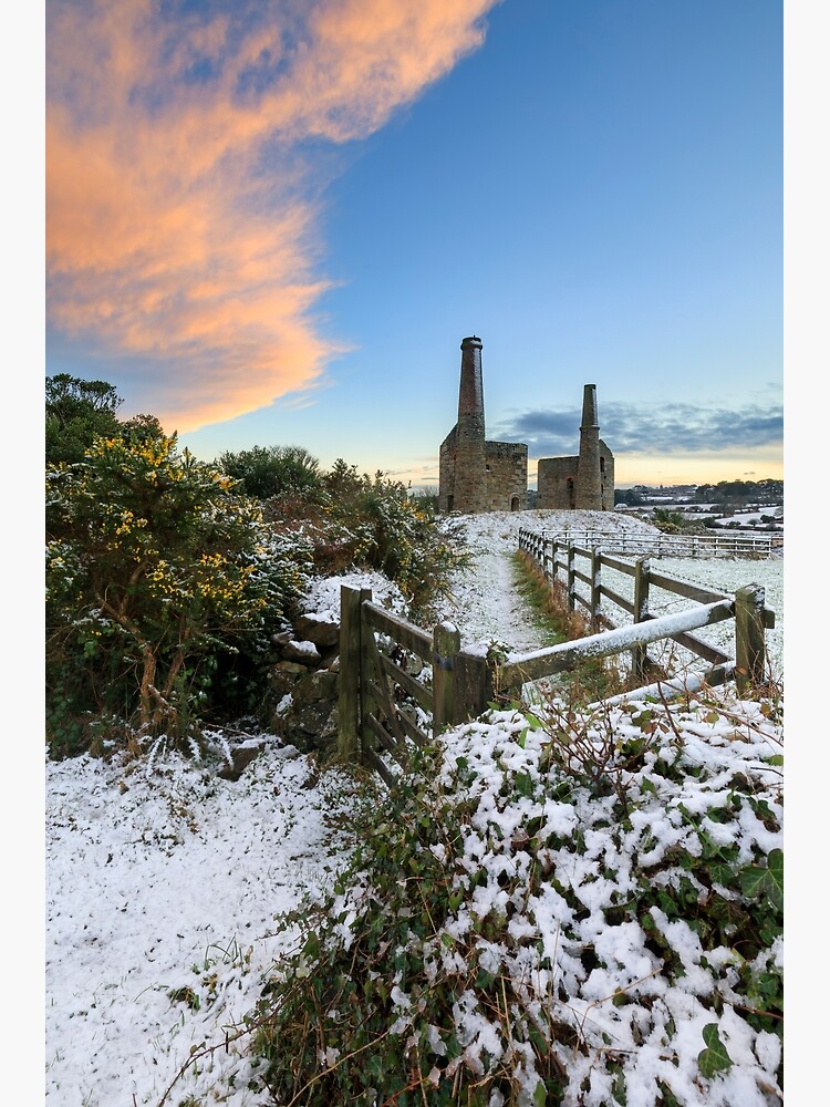 Thumbnail 3 of 3, Photographic Print, Snowy sunset (Wheal Unity Wood Mines) designed and sold by bitm2007.