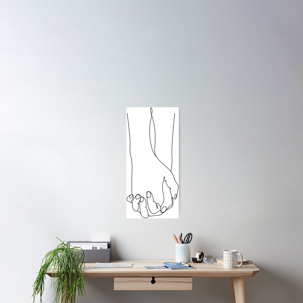 Abstract Line Heart Hand Canvas Print Couple Holding Hands Wall Art Picture  Love Sketch Romantic Drawing Poster Painting Bedroom No Frame-40X50cmX2 :  : Home & Kitchen