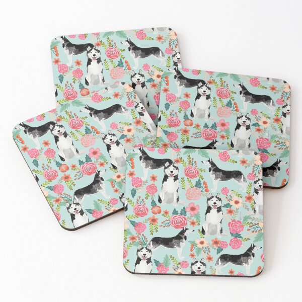 Item preview, Husky Florals - dogs and vintage florals pattern designed and sold by PetFriendly.