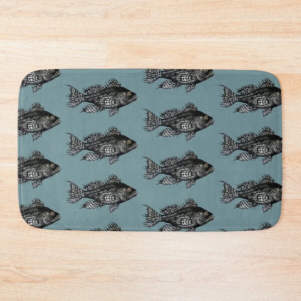 Item preview, Black Sea Bass Drawing in muted turquoise designed and sold by Michelebuttons.