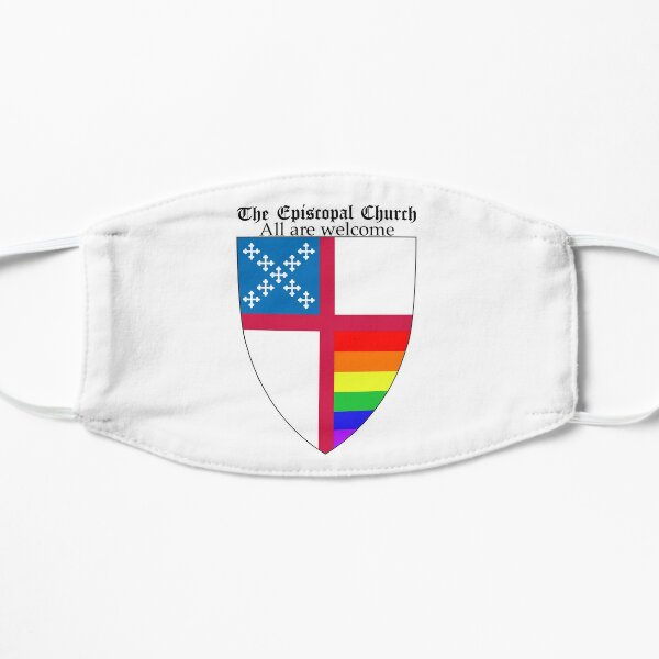 Episcopal Church Shield with Rainbow Pride Horizontal Stripes 1 Flat Mask
