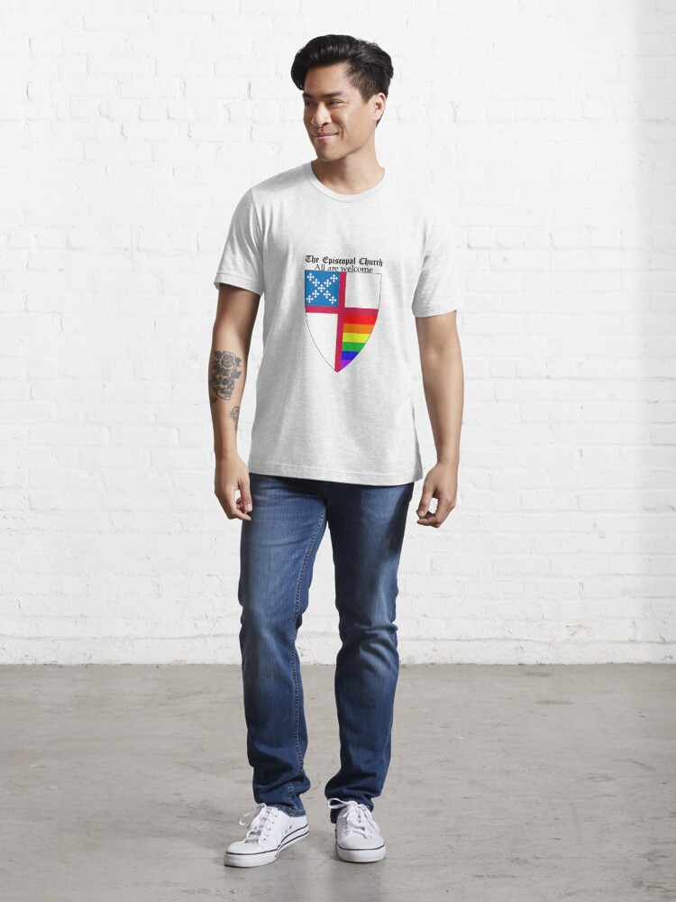 Alternate view of Episcopal Church Shield with Rainbow Pride Horizontal Stripes 1 Essential T-Shirt