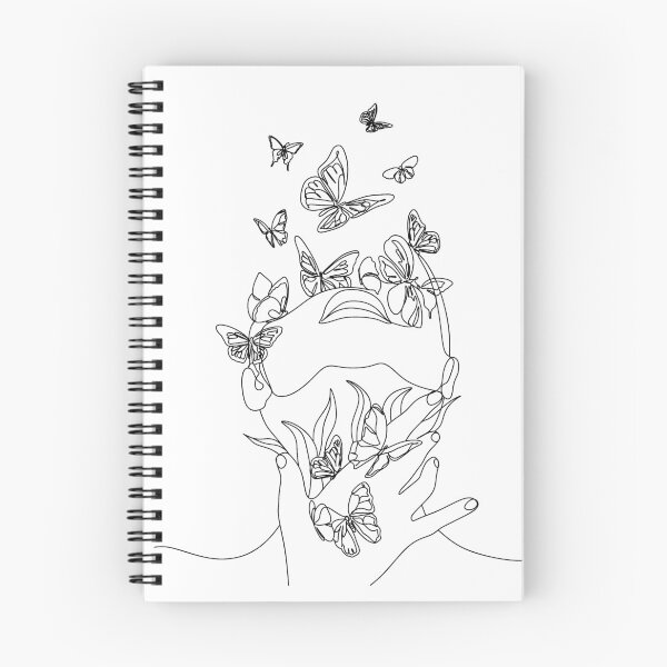 Item preview, Abstract face with butterfly by one line drawing. Portrait minimalistic style.  Botanical print. Nature symbol of cosmetics. Modern continuous line art.  Fashion print. Beaty salon art designed and sold by OneLinePrint.