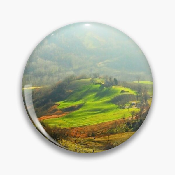 Item preview, Hilly landscape partly covered with fog on a sunny day designed and sold by Kristina Drozd.