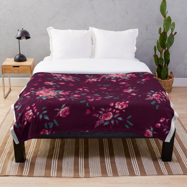 Item preview, Pixel Floral Arrangement in Maroon designed and sold by theCatghost.