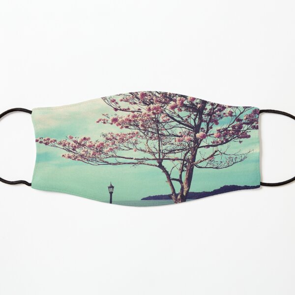 Blooms by the Sea - Panama Landscape - Pink Guayacan Tree Kids Mask