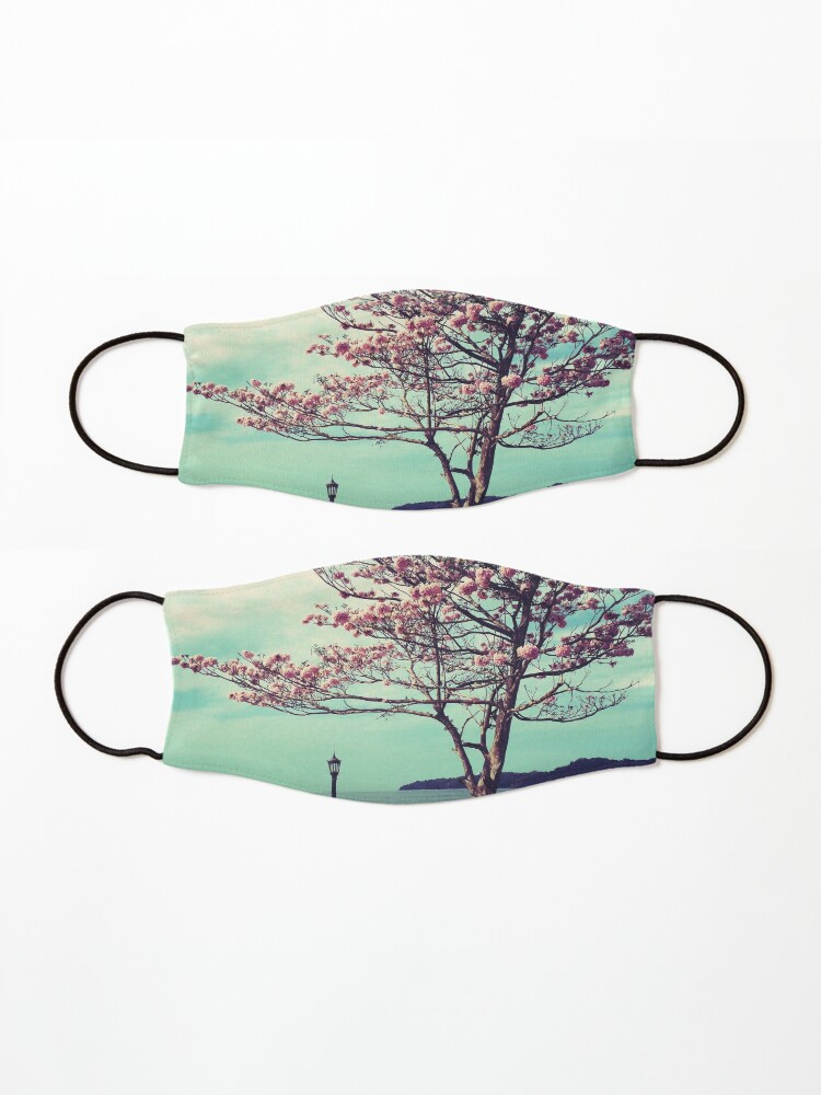 Alternate view of Blooms by the Sea - Panama Landscape - Pink Guayacan Tree Mask