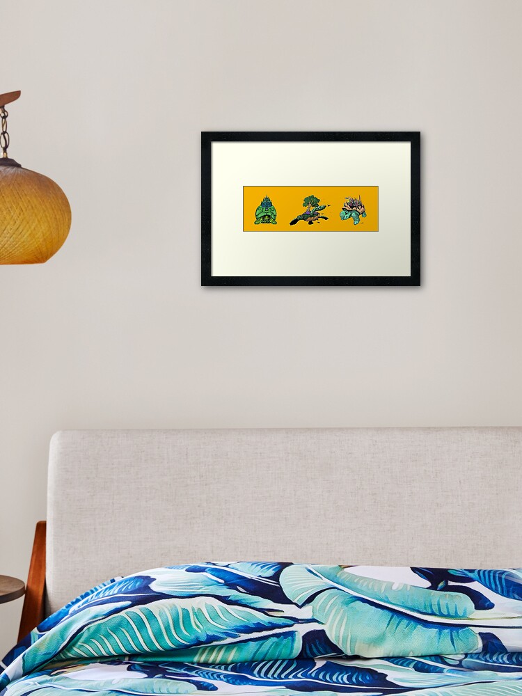 Thumbnail 2 of 7, Framed Art Print, Telekinetic Tortoise Tryptych designed and sold by ShinyRedNothing.