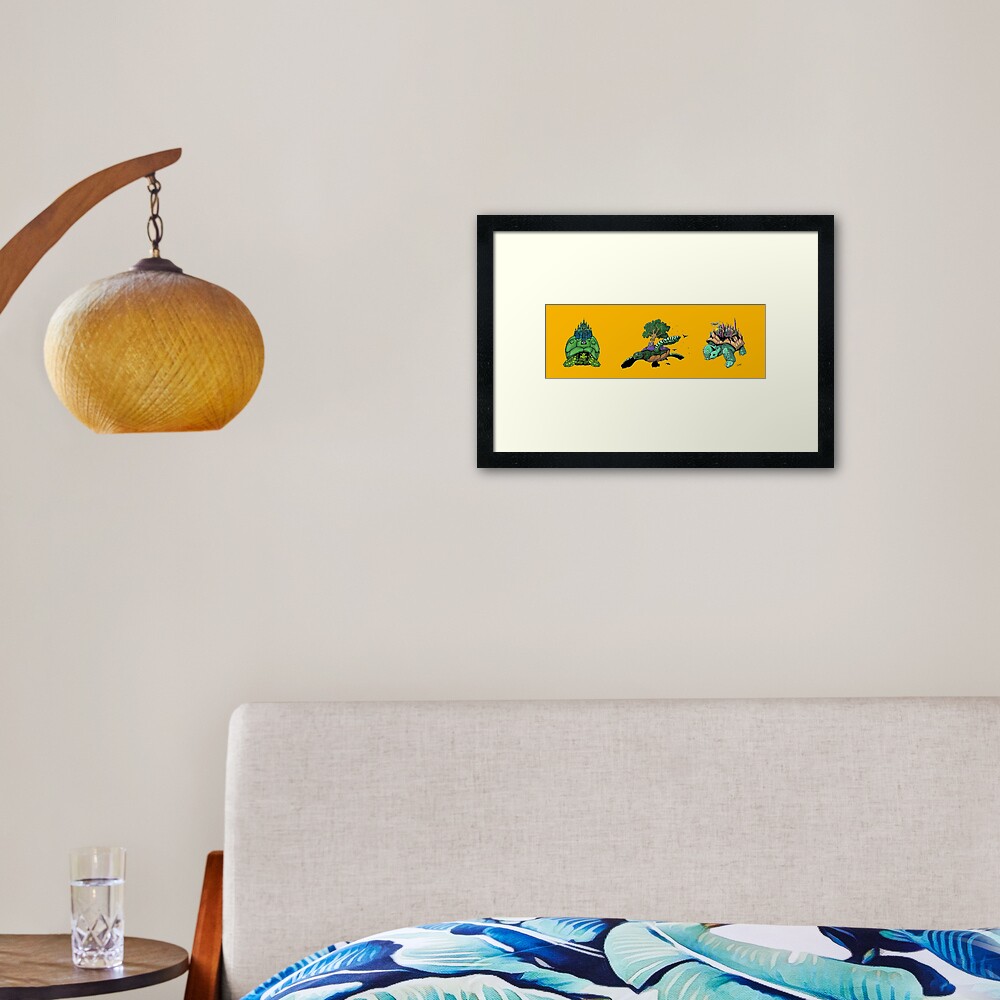 Telekinetic Tortoise Tryptych Framed Art Print