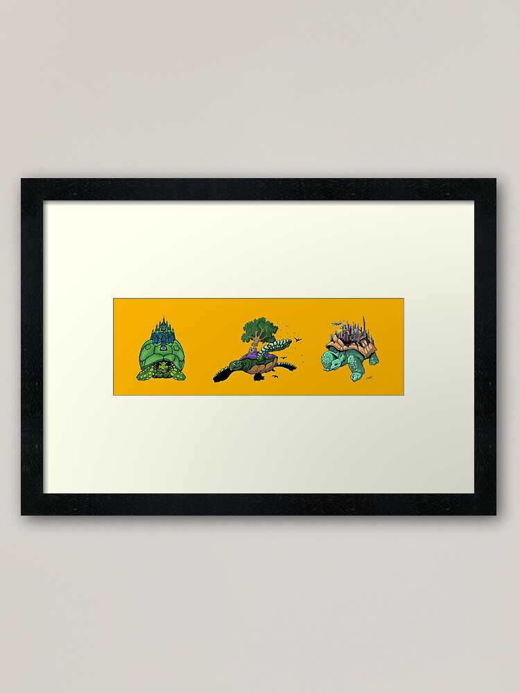 Thumbnail 1 of 7, Framed Art Print, Telekinetic Tortoise Tryptych designed and sold by ShinyRedNothing.