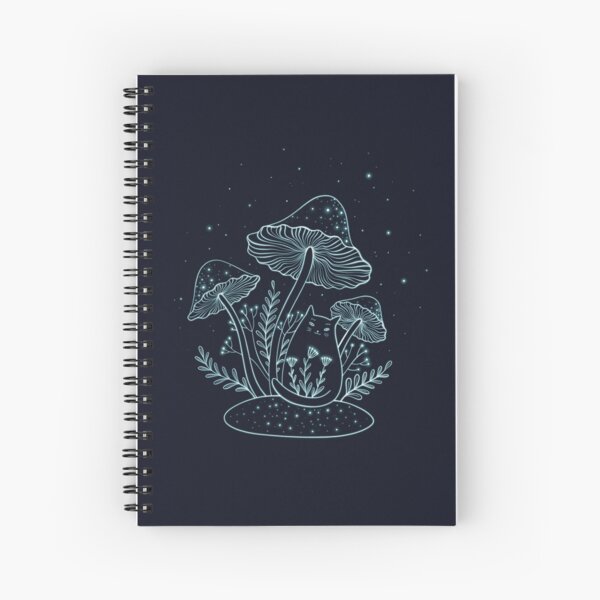 cat and mushrooms Spiral Notebook