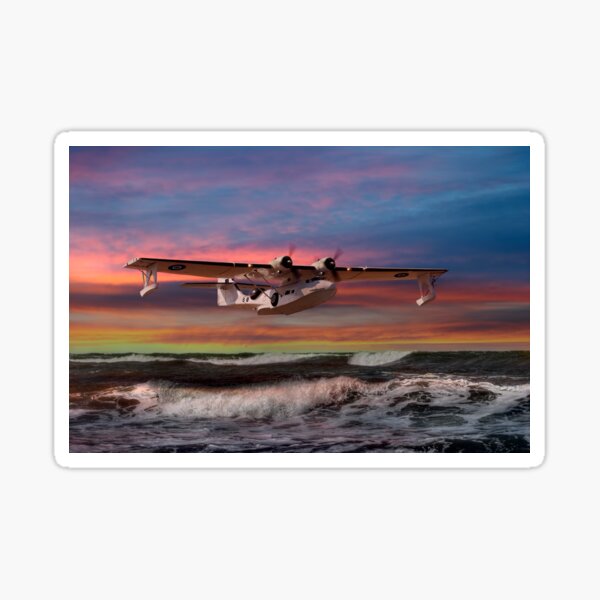 Vista previa del artículo con la obra «Catalina Flying Boat at Sunset (Versión RAF)», diseñado y vendido por Steve H Clark.