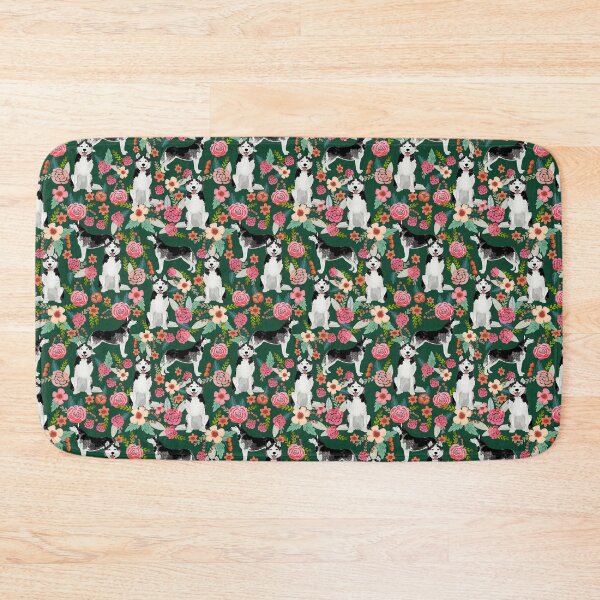 Artikelvorschau, Husky Florals - Muster für Hunde und Vintage-Blumen - grün entworfen und verkauft von PetFriendly.