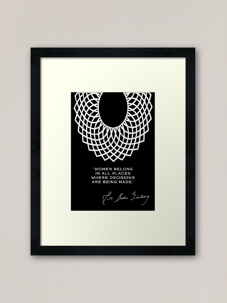 Alternate view of Dissent collar, rbg poster, RUTH BADER GINSBURG, lawyer gift Framed Art Print