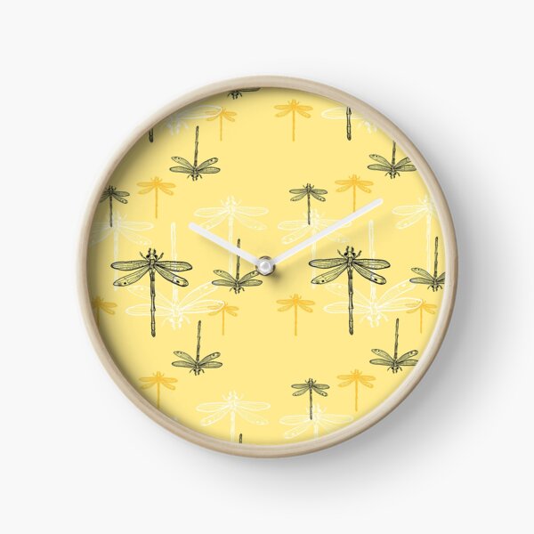 Dragonfly _ yellow theme Clock