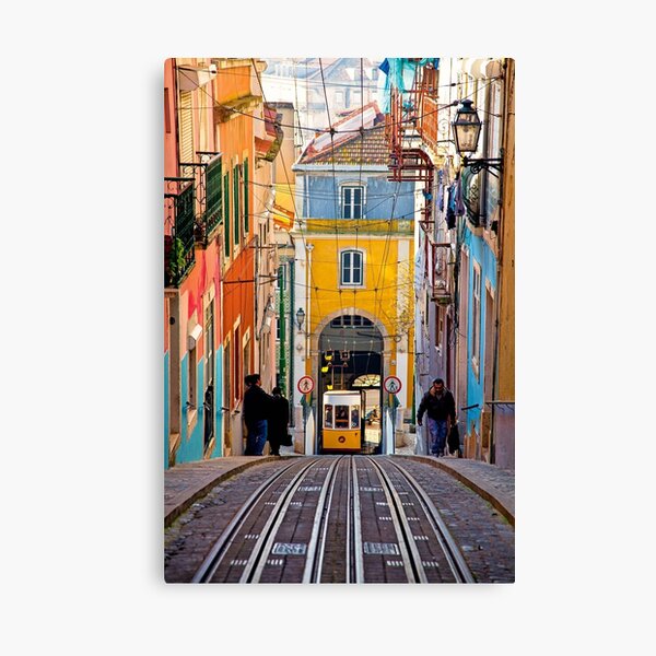 Lisbon Portugal Tram train on the city streets Canvas Print
