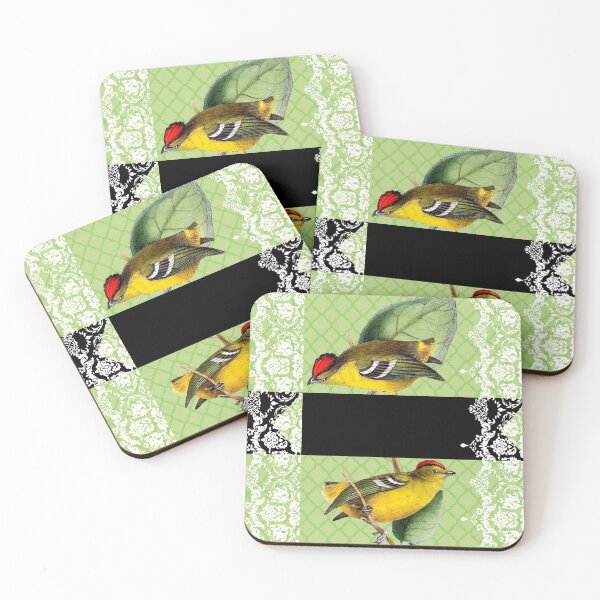 Item preview, Striking Birds on Green Damask and Lace designed and sold by Pixelchicken.
