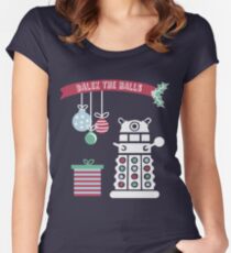 "Dalek the halls" Christmas Design Women's Fitted Scoop T-Shirt