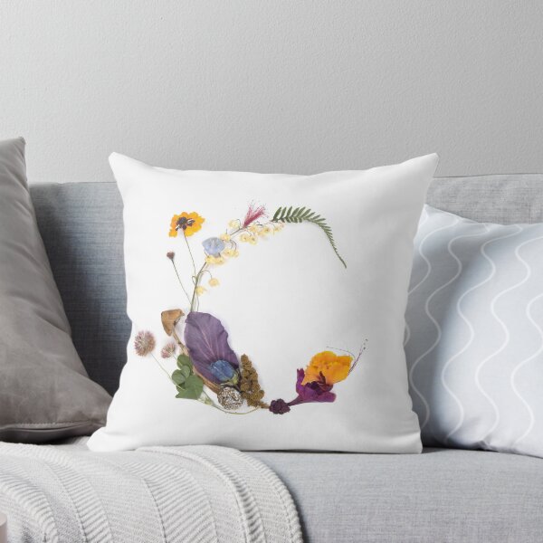 Pretty Flora & Fauna Letter "C" Throw Pillow
