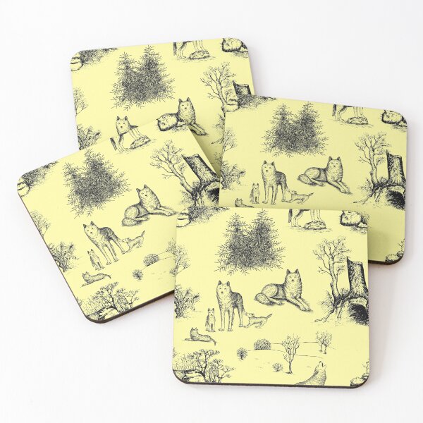 Item preview, Eurasian Wolf Toile Pattern (Yellow and Black) designed and sold by illucalliart.