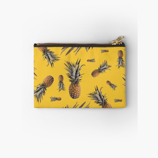 Item preview, Photograph of a whole sweet pineapple on a yellow curry colored backdrop perfect tropical fruit design background for bedspreads, blankets, fashion, pillows, and more.  designed and sold by g2rdsmith.