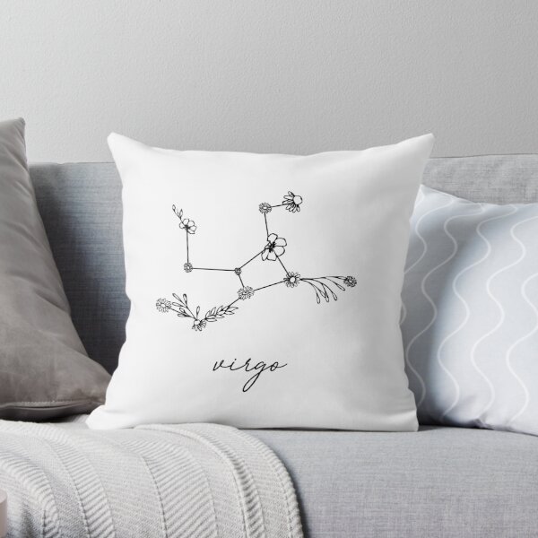 Virgo Zodiac Wildflower Constellation Throw Pillow